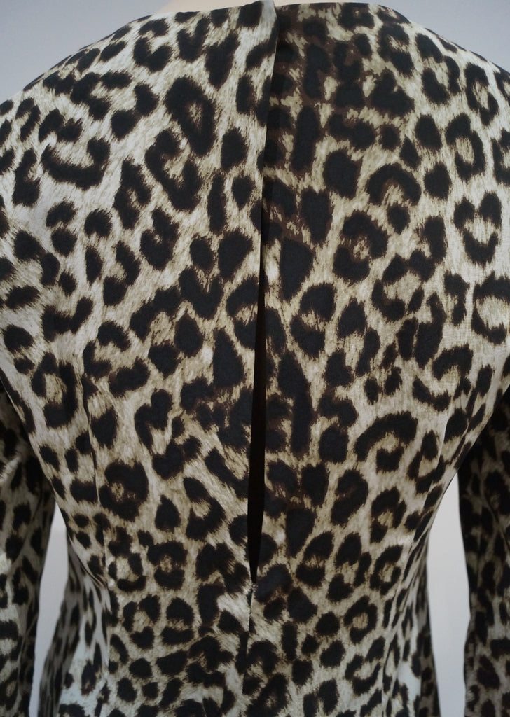 RAG & BONE Cream Brown 100% Silk Animal Print Round Neck Lined Dress US6 UK10