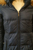 ADD Women's Navy Blue Quilted Padded Detachable Fur Trim Hooded Coat GB8