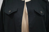 GIVENCHY EN PLUS Black 100% Cotton Open Front Short Sleeve Boxy Blazer Jacket 48
