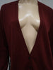 AHILYA Burgundy Red Ultra Fine Cashmere V Neckline Black Lace Rear Cardigan Top