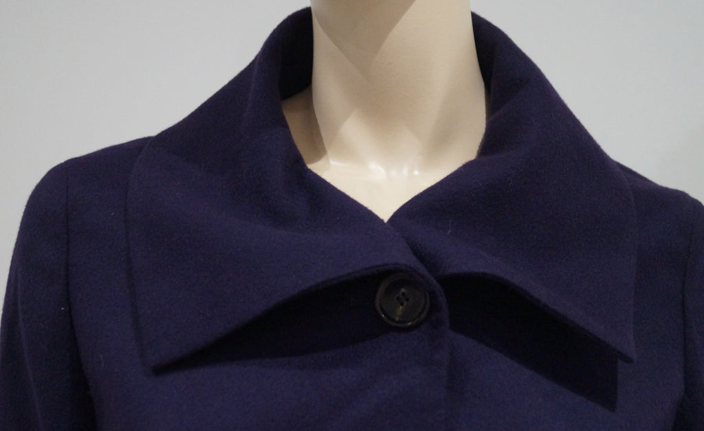 AKRIS Women's Purple 100% Cashmere Collared 3/4 Sleeve Winter Jacket US8 UK12