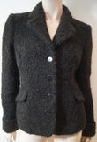 ARMANI COLLEZIONI Virgin Wool Mohair Blend Black Blazer Jacket Top Sz:42 UK10