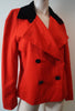 AKRIS LINEA B Red Wool Black Collar Double Breasted Blazer Jacket Sz40 UK12