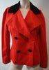 AKRIS LINEA B Red Wool Black Collar Double Breasted Blazer Jacket Sz40 UK12