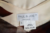 PAUL & JOE Cream & Brown Silk Blend Floral Print V Neck Sleeveless Top Sz:1 UK10