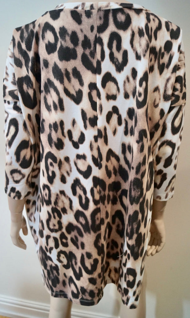 NETA EFRATI Women's Cream Beige Brown Leopard Animal Print Jersey Dress S/M BNWT