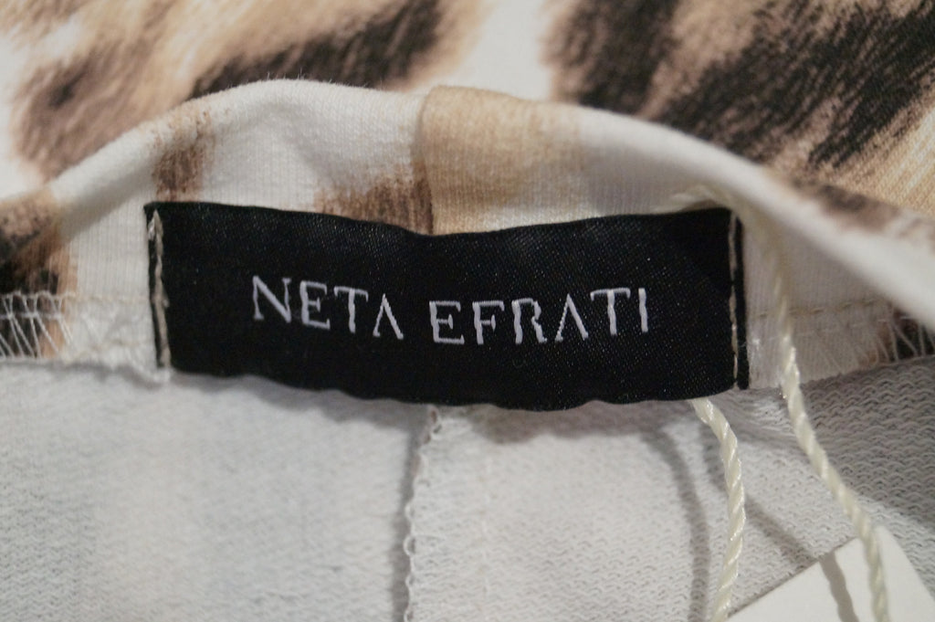 NETA EFRATI Women's Cream Beige Brown Leopard Animal Print Jersey Dress S/M BNWT
