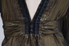 JASMINE DI MILO Gold & Black Silk Blend Sheen Plunge V Neck Belted Blouse Top 8