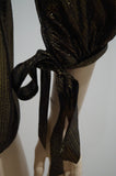 JASMINE DI MILO Gold & Black Silk Blend Sheen Plunge V Neck Belted Blouse Top 8
