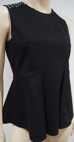 COS Black 100% Cotton Collared Jersey Rear & Short Sleeve Blouse Shirt Top XS