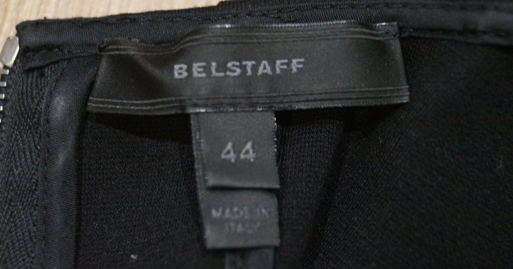 BELSTAFF Black Round Neck Sleeveless Silver Stud Shoulder Pleat Hem Top 44 UK12