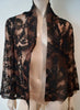 DANIELA VECCHI Brown Black Open Front Embroidery Sheer Evening Jacket 42 UK10