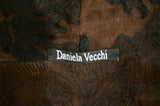 DANIELA VECCHI Brown Black Open Front Embroidery Sheer Evening Jacket 42 UK10