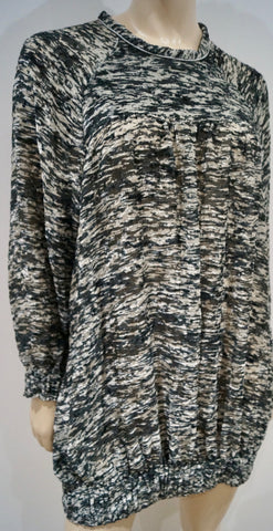 ISABEL MARANT Khaki Green Wool Silk Blend V Neck Short Sleeve Tee Sweater Top L