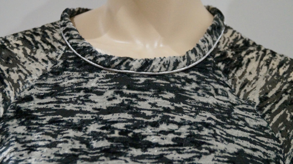 ISABEL MARANT Black Grey Round Neck Semi Sheer Long Length Tunic Top 38 UK10
