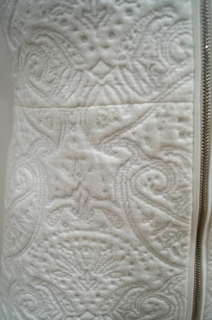 THE KOOPLES Winter White Paisley Textured Pattern Pleated Hem Mini Dress 38 UK10