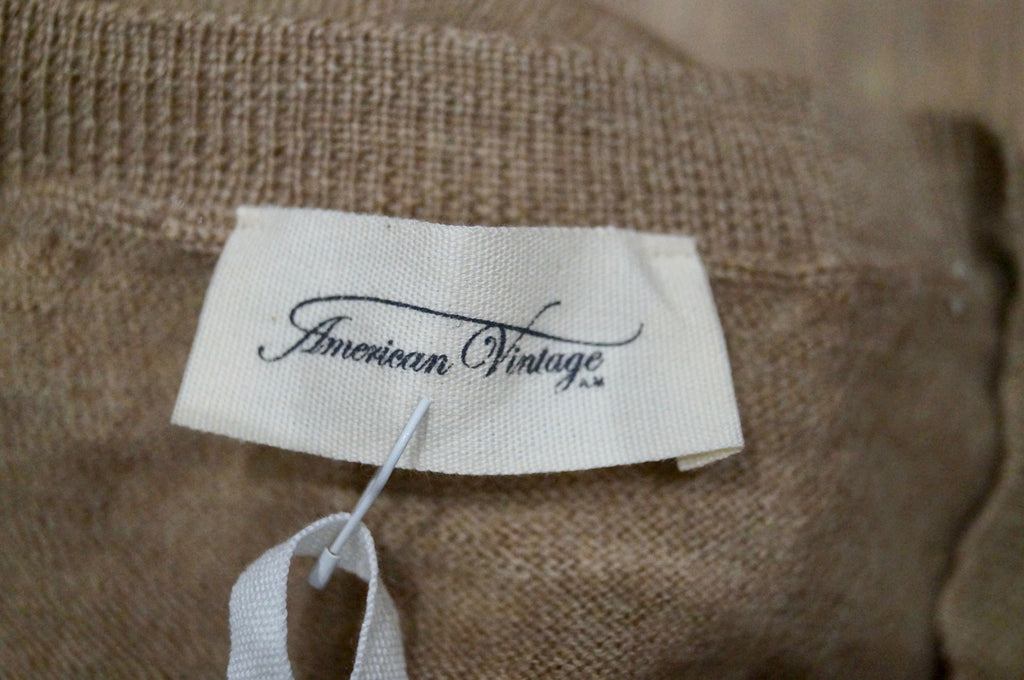 AMERICAN VINTAGE Womens Caramel Beige 100% Wool Short Length Jumper Dress M BNWT