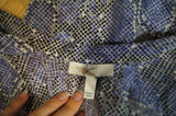 JOIE Blue Purple Cream 100% Silk Geometric Print Collarless V Neck Blouse Top XS