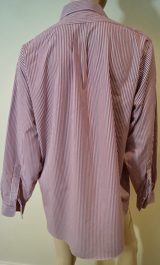 BROOKS BROTHERS Menswear Red & White Stripe Cotton Traditional Fit Formal Shirt