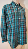 POLO RALPH LAUREN Menswear Blue Green Multi Colour Cotton Checked Shirt Sz:M