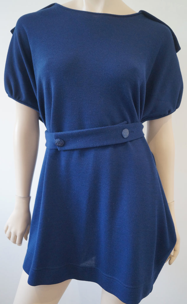 STELLA MCCARTNEY Blue 100% Wool Short Sleeve Tunic Top / Mini Dress IT40 UK10