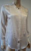 PIERRE BALMAIN Cream Silk Round Neck Pleat Front Long Sleeve Blouse Top FR40