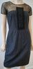 VERA WANG LAVENDER LABEL Grey Wool Silk Blend Low Black Short Sleeve Dress 8/42