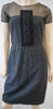 VERA WANG LAVENDER LABEL Grey Wool Silk Blend Low Black Short Sleeve Dress 8/42