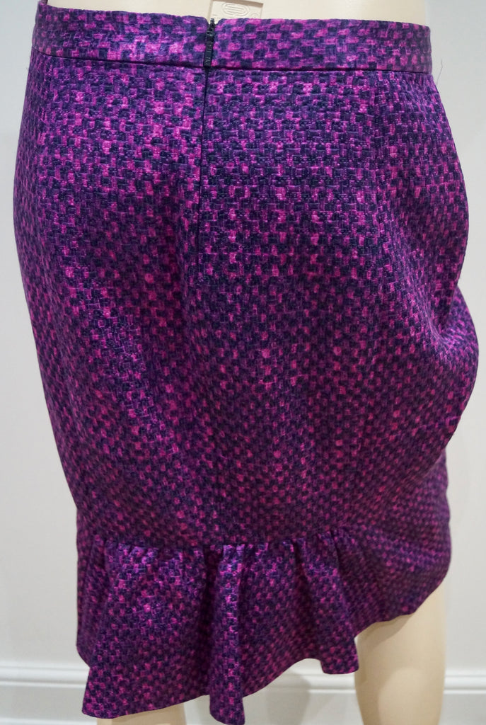 CAROLINA HERRERA Pink & Black Checked Cotton Silk Blend Jacket & Skirt Suit 8; UK12
