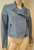 COACH NEW YORK Women's Blue Goat Suede Collared Lined Casual Biker Jacket 6 UK10