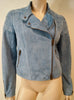 COACH NEW YORK Women's Blue Goat Suede Collared Lined Casual Biker Jacket 6 UK10