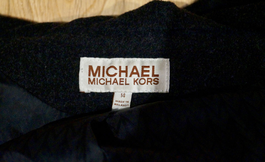 MICHAEL BY MICHAEL KORS Grey Wool Double Breasted Casual Hooded Jacket Sz14; L
