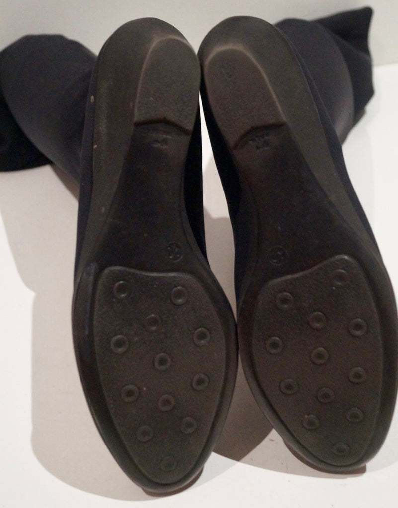 BLUE VELVET Women's Black Textile Wedge Heel Rubber Sole Tall Boots EU40 UK7
