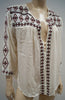 MELISSA ODABASH White 100% Rayon Stitch Detail 3/4 Sleeve Summer Kaftan Top