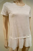 SANDRO Winter White 100% Linen Short Sleeve Pleated Hemline Summer Top Sz: 2 M