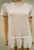 SANDRO Winter White 100% Linen Short Sleeve Pleated Hemline Summer Top Sz: 2 M