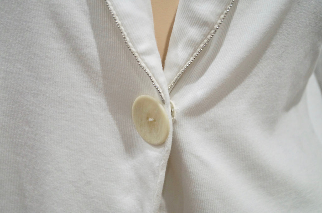 FABIANA FILIPPI Made In Italy Winter White Silver Tone Zip Detail Summer Blazer