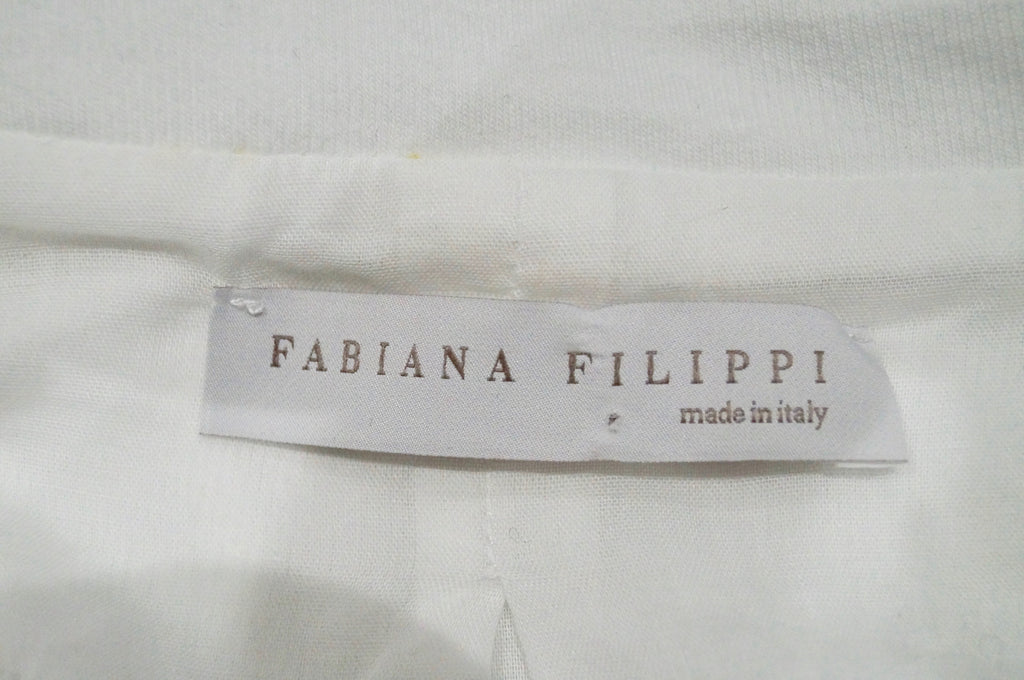 FABIANA FILIPPI Made In Italy Winter White Silver Tone Zip Detail Summer Blazer