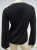 BARBARA BUI Black 100% Merino Wool Chiffon Detail Long Sleeve Jumper Sweater Top M