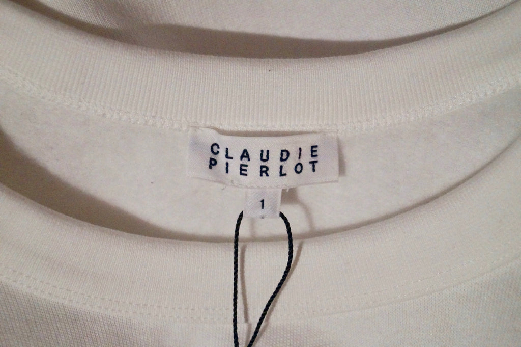 CLAUDIE PIERLOT Women's White Cotton Blend Jersey Sweater Jumper Top T1 UK8 BNWT