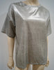 PHILOSOPHY Made In Italy Silver Sheen 100% Cotton Round Neck Short Sleeve Top M