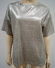 PHILOSOPHY Made In Italy Silver Sheen 100% Cotton Round Neck Short Sleeve Top M