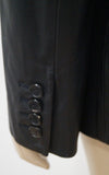NICOLE FARHI Women's Black Leather Stitch Detail Lined Blazer Jacker UK8 EU34