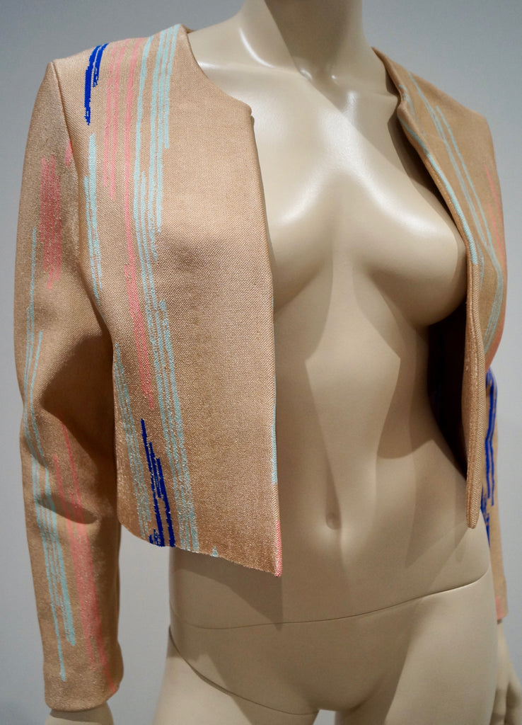 ISSA Rust Blue Pink & Navy Abstract Stripe Pattern Long Sleeve Blazer Jacket M