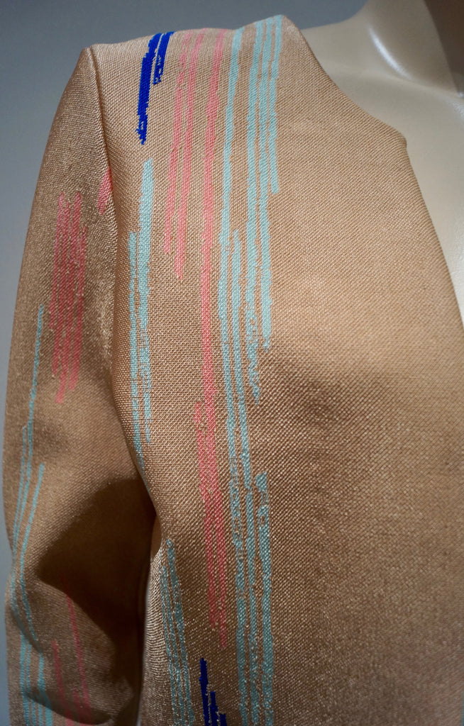 ISSA Rust Blue Pink & Navy Abstract Stripe Pattern Long Sleeve Blazer Jacket M