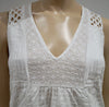 PAUL & JOE White 100% Cotton V Neck Crochet Detail Sleeveless Pleated Dress FR38