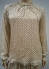 DEA KUDIBAL Cream Black Gold Speck Silk Blend Long Sleeve Top Pleated Maxi Skirt