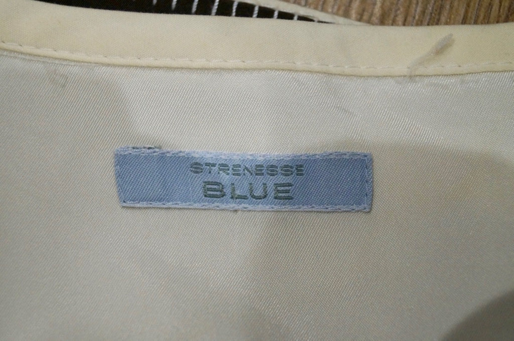 STRENESSE BLUE Cream Beige Green Blue Brown Cotton Blend Stripe Pencil Skirt 10