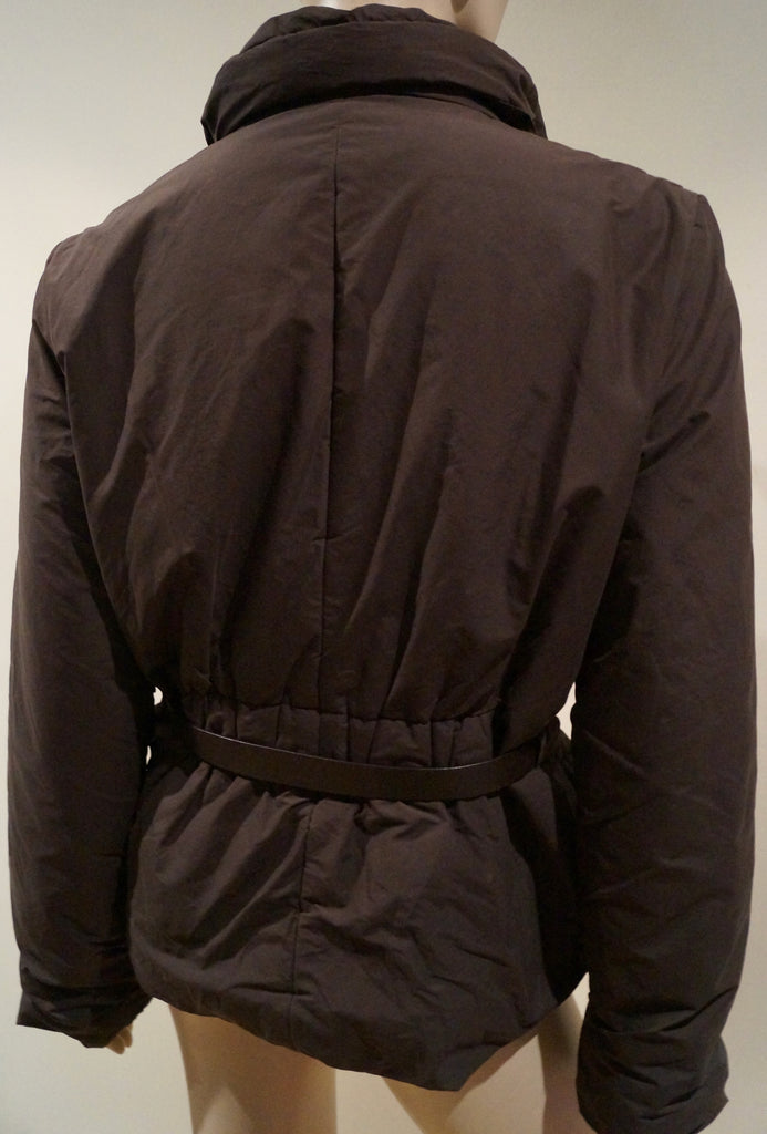 JOSEPH Brown Cotton Blend Funnel Neck Belted Casual Padded Jacket FR40 UK12