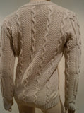FLAVIO CASTELLANI Beige Wool & Cashmere Plunge V Neck Cable Knit Cardigan IT40